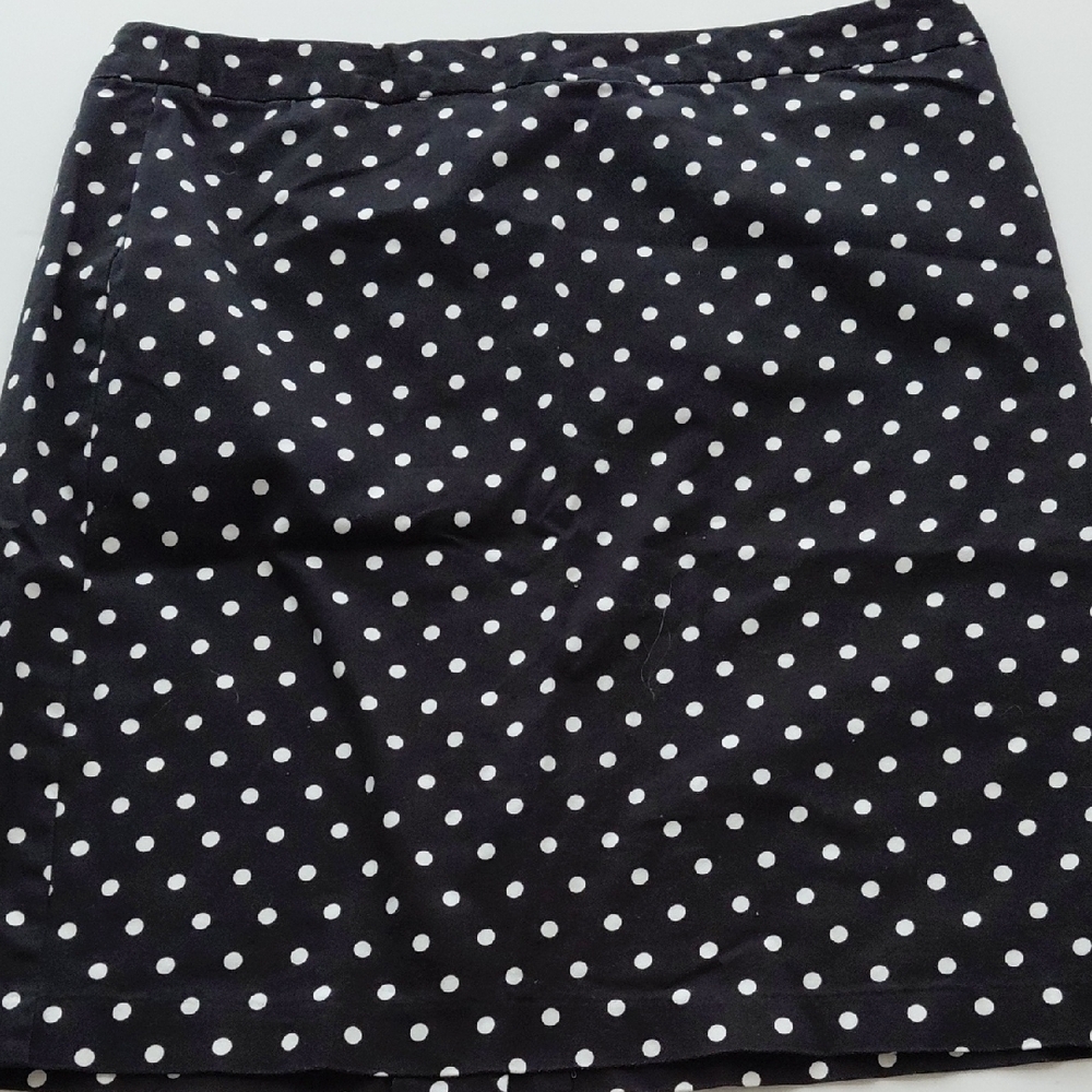 Nue Options Polka Dot Black And White Size 14 Straight Skirt Zip In Back